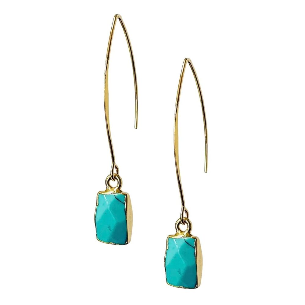 Natural Gemstone Pull Through Earrings,18K Gold Plate Birthstone Jewelry